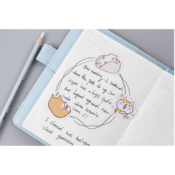 Hộp 45 miếng sticker mẫu cún shiba tai vàng