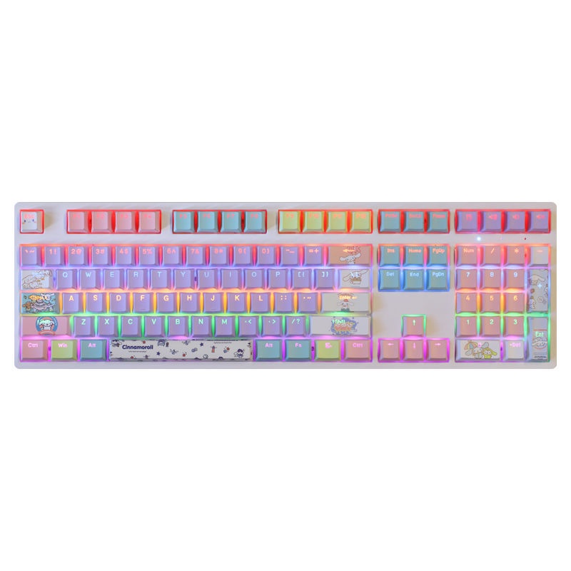 Cinnamoroll Keycap Cherry Profile Sanrio Mascot Chủ đề Anime PBT Thuốc nhuộm Thăng hoa Bàn phím cơ Truyền ánh sáng Keycaps 108 Phím