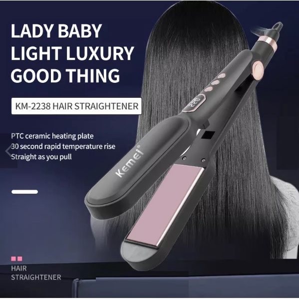 Máy Duỗi Tóc Bản Lớn Màn Hình LCD Cao Cấp Chỉnh Nhiệt Chống Rít Tóc Kemei Km 2239