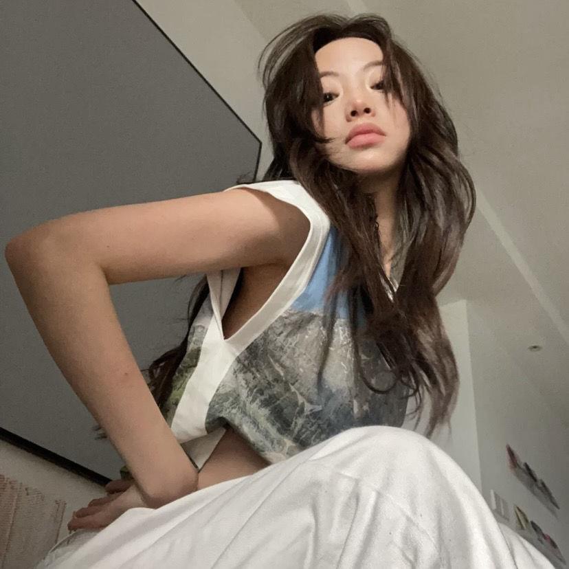 Áo Thun Cổ Tròn Dáng Rộng In Hình Phong Cảnh Ngọn Núi Mỹ Cổ Tròn Thời Trang Đường Phố Cho Nữ