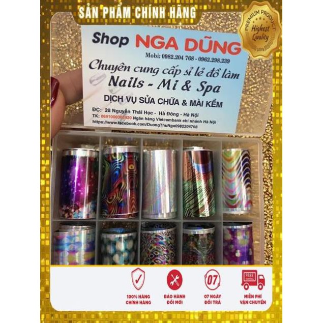 phoi trang trí móng tay chân 1 sét 10 mẫu