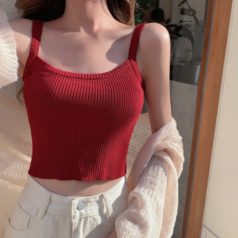 Áo Hai Dây Dệt Kim Kẻ Sọc Cầu Vồng Xinh Xắn Dành Cho Nữ | BigBuy360 - bigbuy360.vn