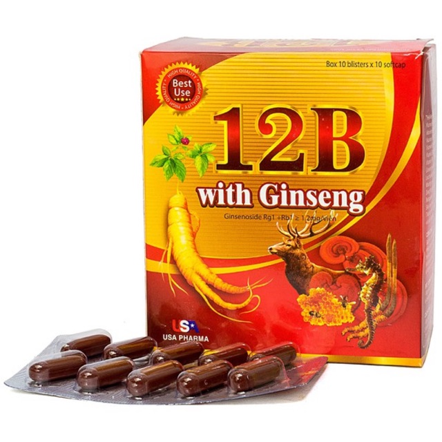 (CHÍNH HÃNG)Viên tăng lực nhân sâm 12B With Ginseng – Giúp bồi bổ cơ thể, ăn ngủ ngon, cho người suy nhược, sau bệnh