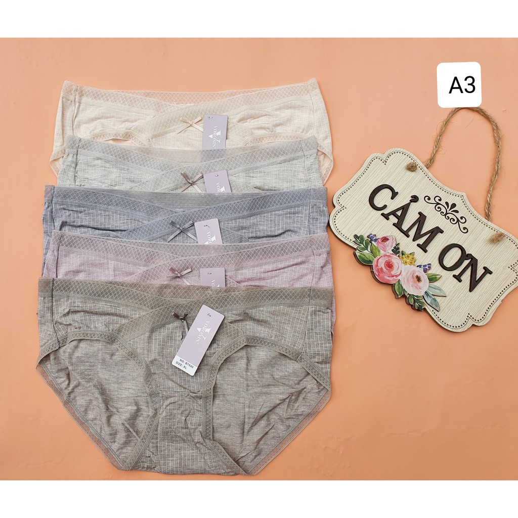 SET 2c Quần lót bầu và sau sinh cạp chéo co giãn chất thun cotton sợi tre mỏng mát mùa hè 7040