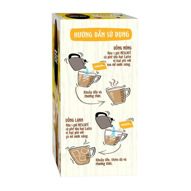 Cà phê hòa tan NESCAFÉ Latte Sữa Hạt Vị Hạt Phỉ (Hộp 10 gói x 24g)