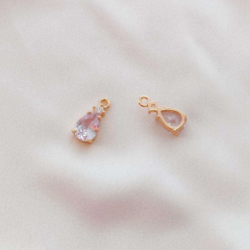 Mặt Dây Chuyền Hình Giọt Nước Bằng Đồng 14K Đính Đá Zircon Nhiều Màu Sắc Diy