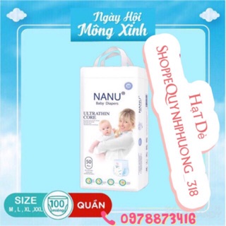 Bỉm quần nanubaby sz m l xl combo 100 miếng