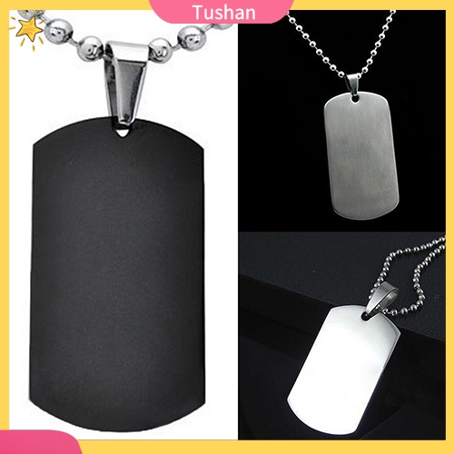 TUSH_Men's Women's Punk Fashion 316L Stainless Steel Polished Rectangular Dog Tag Necklace