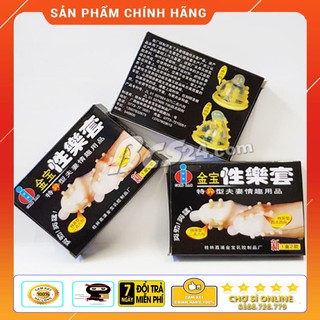 Bao cao su Gold gân,gai,bi ♥️ siêu to khổng lồ siêu khoái cảm hộp 2 chiếc - giá sỉ tốt nhất
