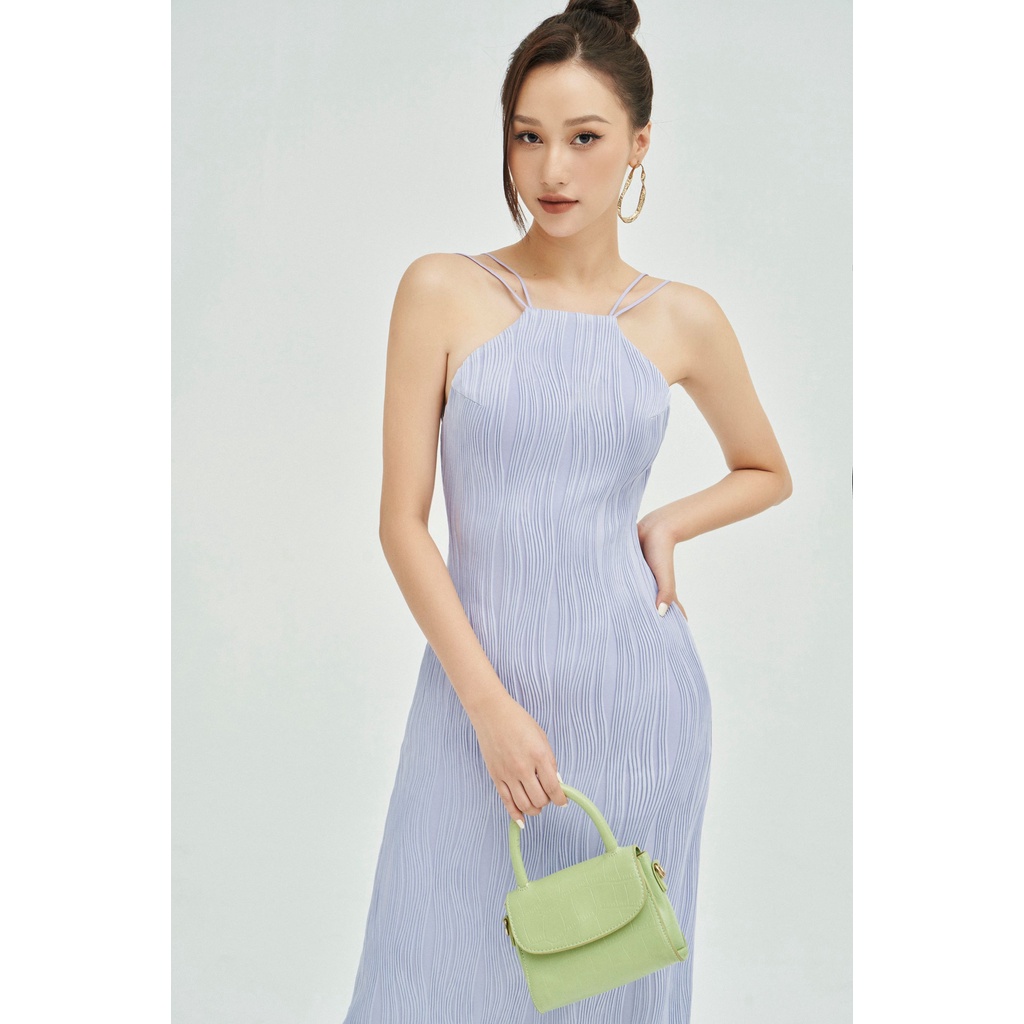 MOLLYNISTA - Đầm Lita yếm thun gân hở lưng quyến rũ nữ tính thiết kế cao cấp đi chơi đi tiệc gợi cảm