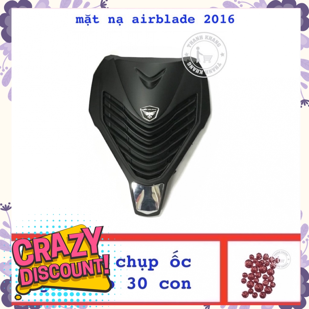 Mặt nạ Airblade 2016 thanh khang màu đen mờ tặng bộ chụp ốc trang trí màu đỏ 006001159  006000562