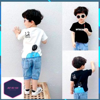 Quần áo bé trai 💙 Hàng Cực Đẹp 💙 FREESHIP 💙 Áo phông Cotton Quần Jean Hàn Quốc SAQ802805.1 💙 Màu Đen Trắng