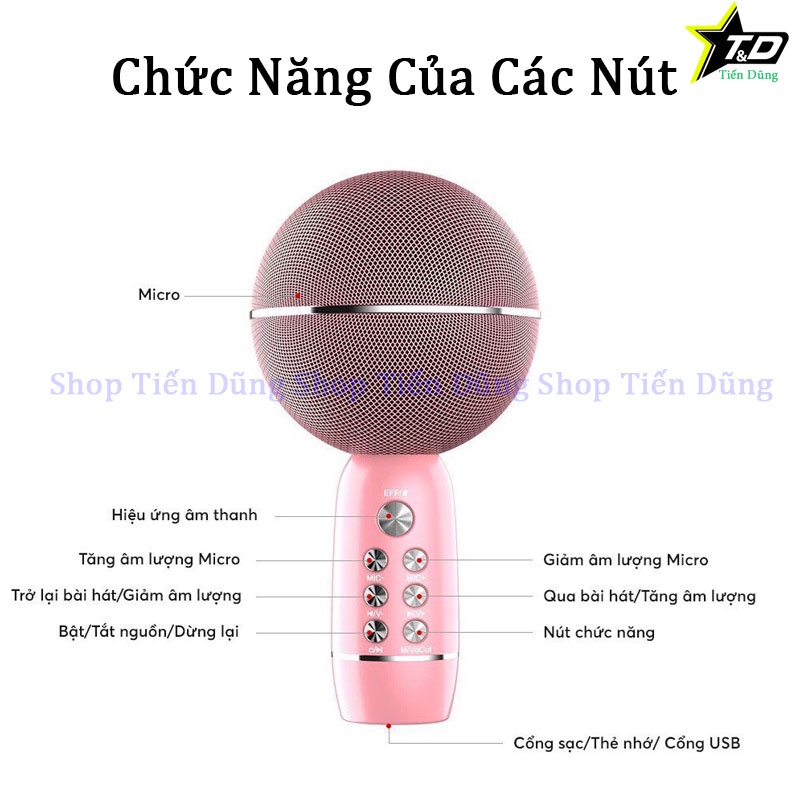 [Mã ELHACE giảm 4% đơn 300K] Micro Bluetooth Karaoke không dây YS08 Kiêm Mic và Loa Âm Thanh To Thu Giọng - Chính Hãng