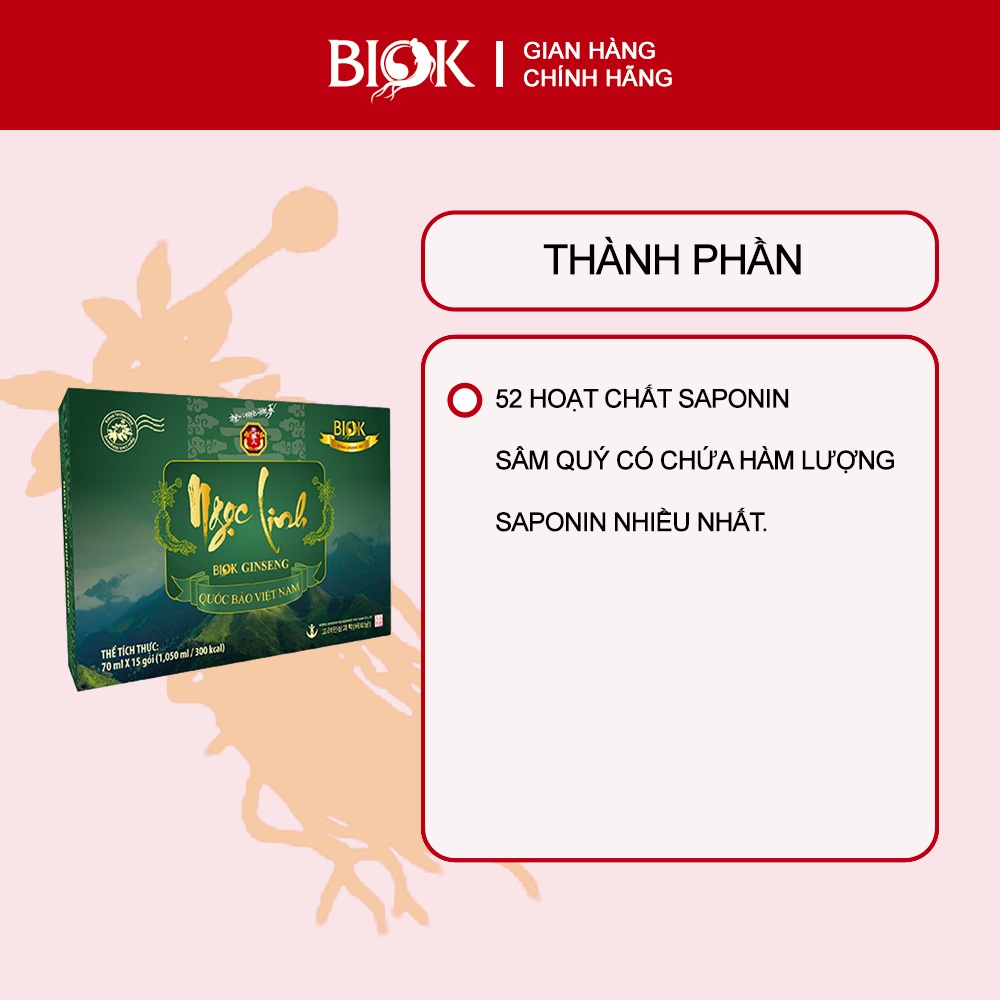 Nước sâm ngọc linh Biok  bồi bổ sức khỏe gói nhỏ dùng thử