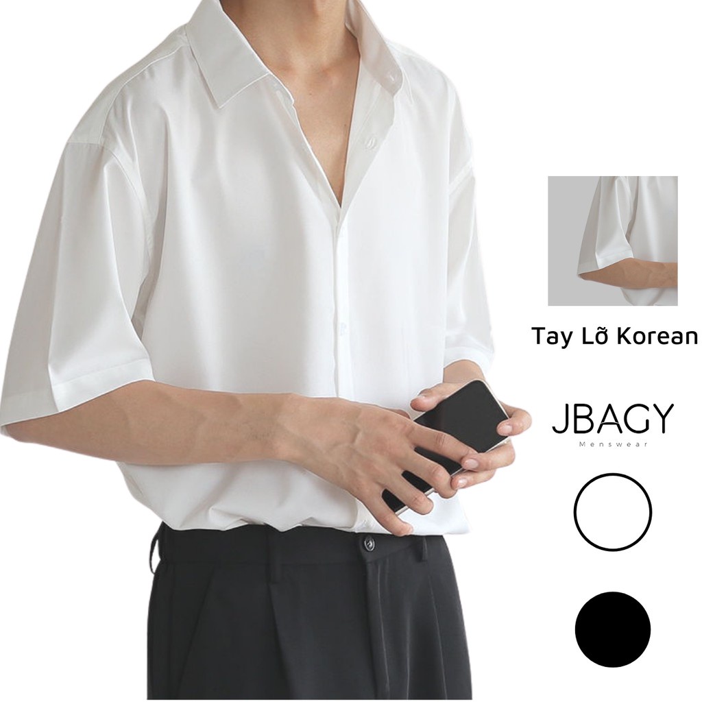 Áo sơ mi trắng nam nữ form rộng tay lỡ TALO học sinh vải lụa lạnh Hàn Quốc thương hiệu JBAGY - JBS08 - Hàng mới về
