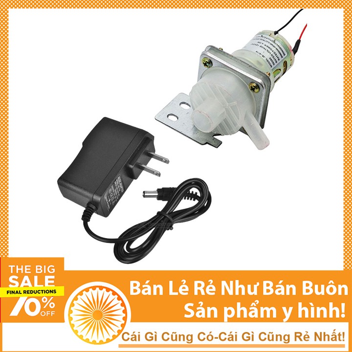 Combo Bộ Máy Bơm Mini 12V (Máy Bơm 12V Trắng, Nguồn 12V-1A)