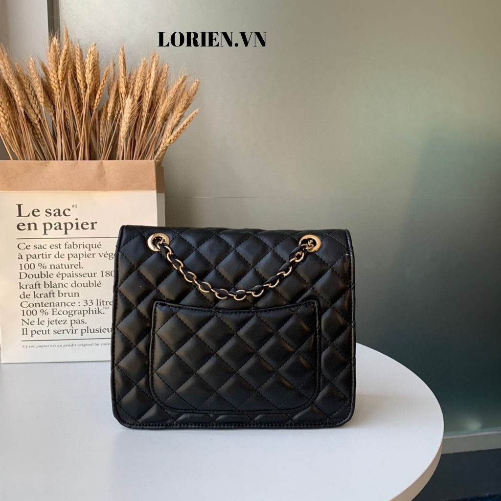 Túi xách nữ đeo chéo trần ô khoá gập xuất dư  size 24 hot hit có LOGO quai đan lụa mềm đẹp hàng cao cấp giá rẻ-LORIEN | BigBuy360 - bigbuy360.vn