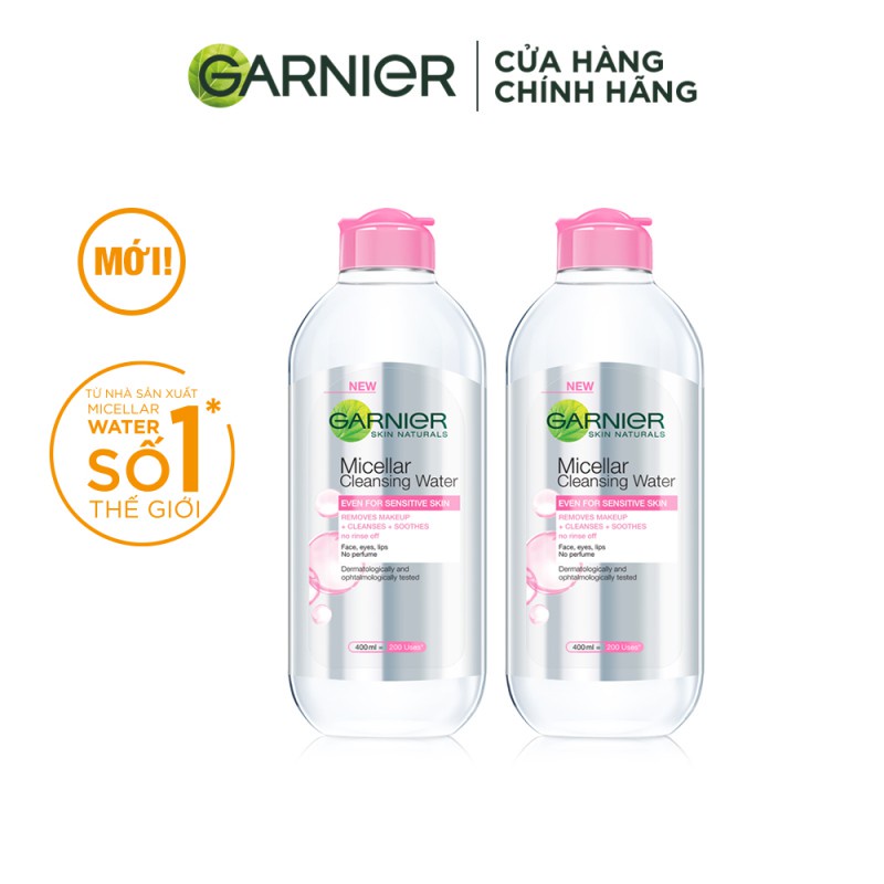 [Mã FMCGMALL -8% đơn 250K] Bộ đôi nước làm sạch và tẩy trang cho da nhạy cảm Garnier Micellar Water 400ml | BigBuy360 - bigbuy360.vn
