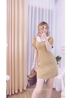 Váy phối cổ trắng