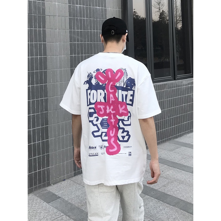 Travis Scott high street tide brand TS Fortnite printed couple loose short-sleeved T-shirt ins hip-hop TEE