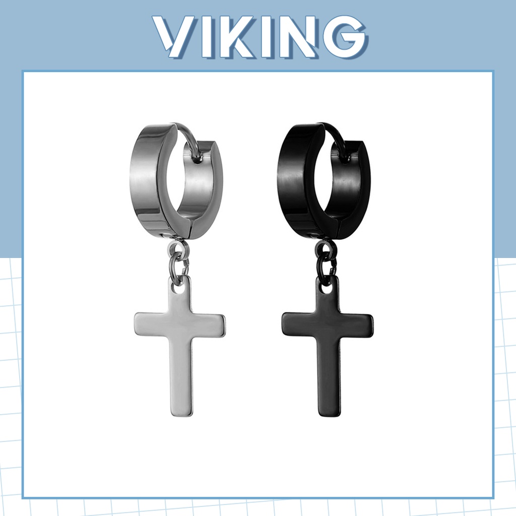 Khuyên Tai Bông Tai Nam Nữ Chữ Thập Nhỏ Thép Titan Không Gỉ H09