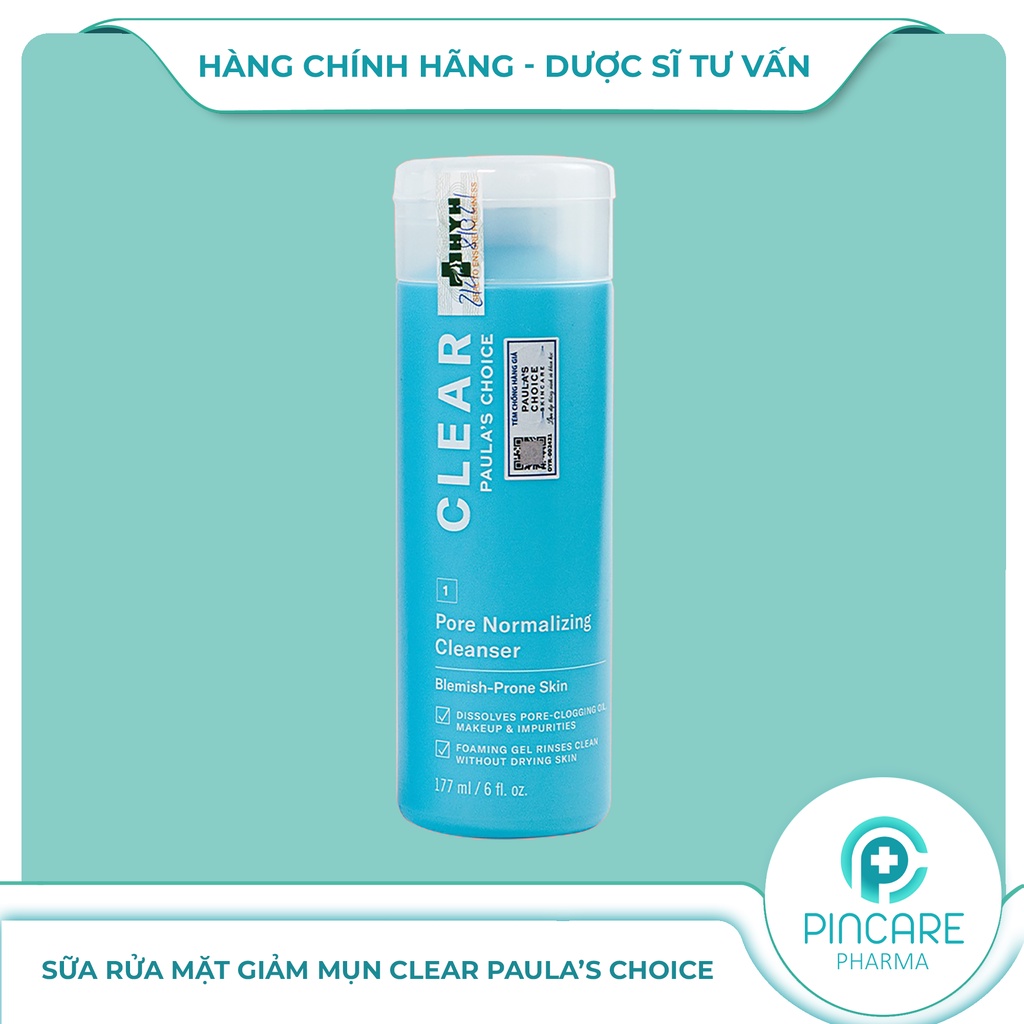 Sữa rửa mặt ngừa mụn, se khít lỗ chân lông Paula’s Choice Clear Pore Normalizing Cleanser 177ml-Hàng chính hãng-PinCare
