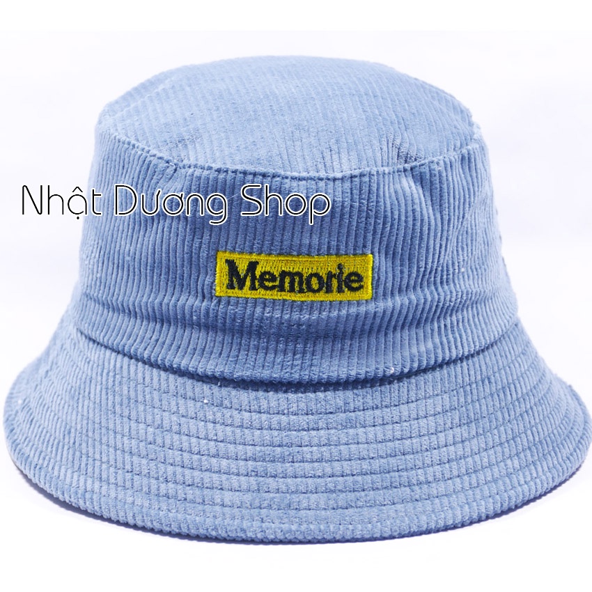 Mũ bucket vành cụp ❤️Nón tai bèo thêu chữ MEMORIE chất nỉ nhung cao cấp form unisex nam nữ 2022