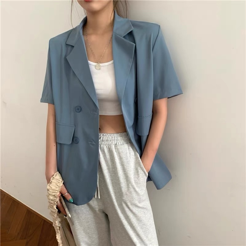 Áo Khoác Blazer Ngắn Tay K10, Áo Vest Tay Cộc Mùa Hè Ảnh Thật Video Lekemqc ❤️