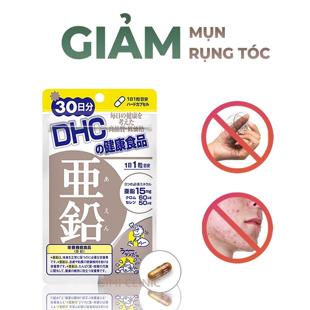 Viên kẽm DHC Nhật Bản giảm tóc gãy rụng thúc đẩy sản sinh collagen chống lão hóa làm đẹp da giảm dầu mụn