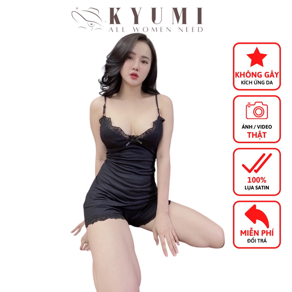 Đồ ngủ sexy đồ ngủ 2 dây viền ren KYUMI OFFICIAL, chất liệu thun borip cao cấp, freesize 40-60kg tùy chiều cao 007 | BigBuy360 - bigbuy360.vn