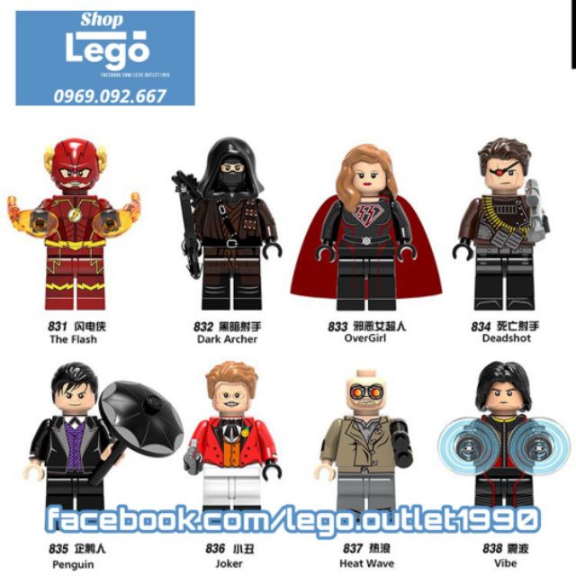 Xếp hình Flash Dark Archer DC Comics Deadshot Overgirl Oswald Cobblepot Joker Heat Wave Vibe Lego Minifigures Xinh X0188