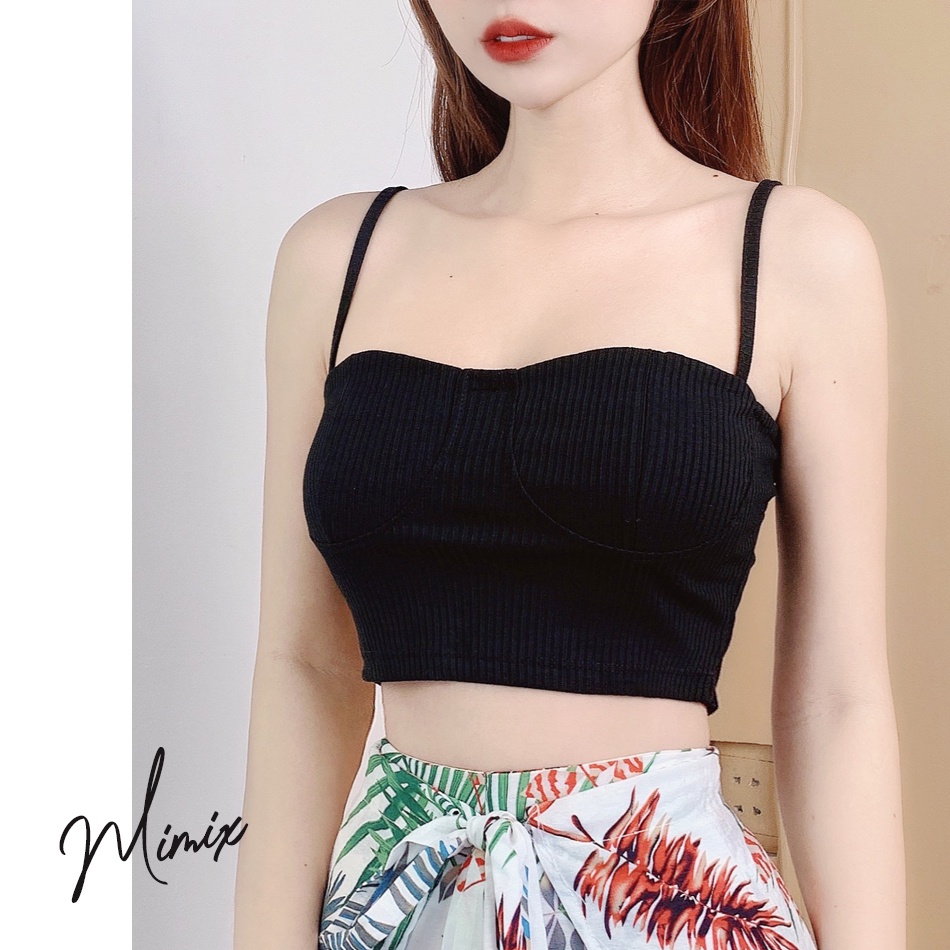 Áo croptop 2 dây bảng nhỏ viền cúp MIMIX BS5075