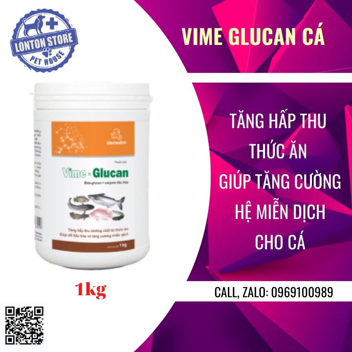 VEMEDIM Vime-Glucan cung cấp các loại enzyme giúp cá tiêu hóa, hấp thu thức ăn, lon 1kg Vime Glucan - Lonton store