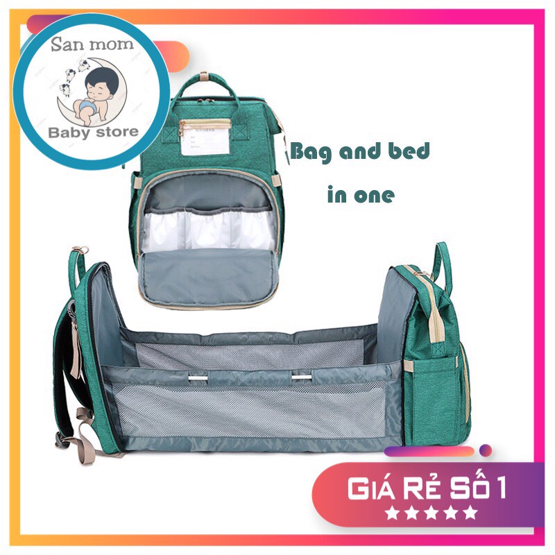 Balo Bỉm Sữa Cho Mẹ Và Bé 2in1, 3 Lớp Lót Cách Nhiệt Đựng Bình Sữa, Có Thể Kéo Ra Cho Bé Ngủ Khi Đi Du Lịch