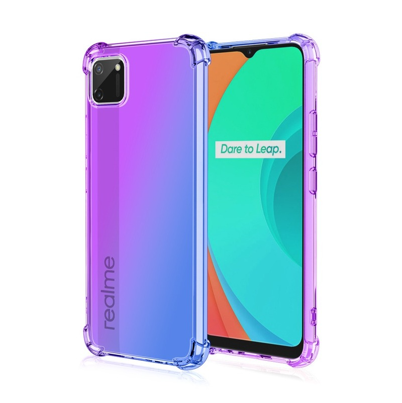 Case Realme C21 C20 C17 C15 C12 C11 C3 C2 Q2 Pro Q2Pro V15 V11 V5 GT Case Rainbow Gradient Transparent Phone Cover Soft TPU Casing