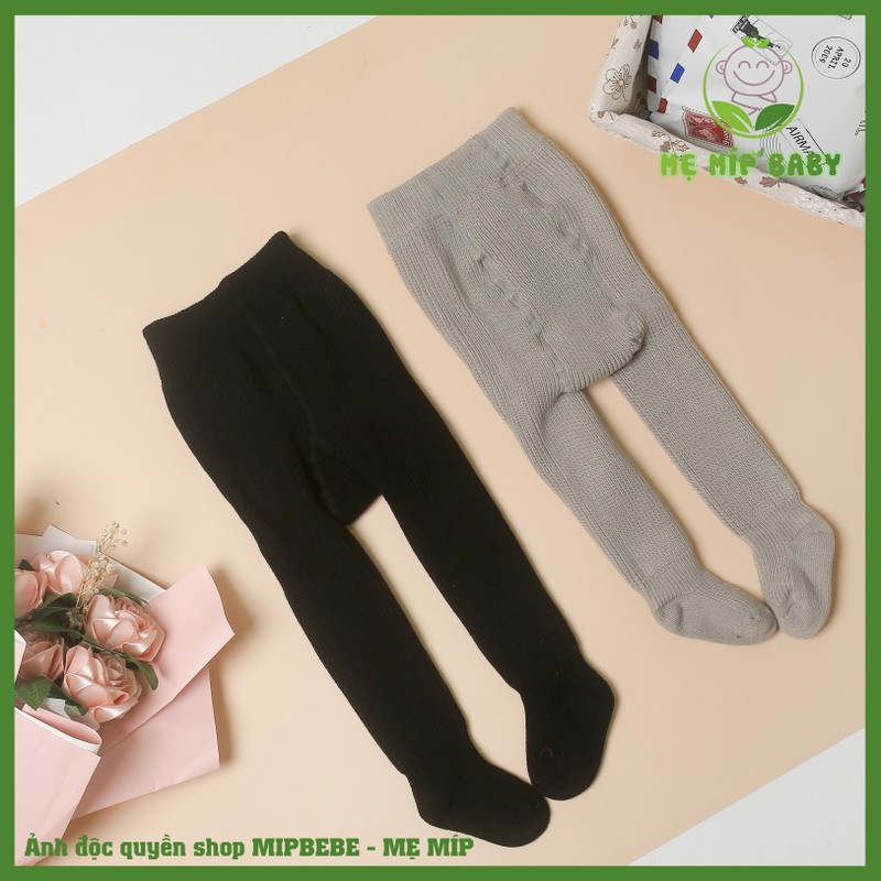 Quần tất len legging cho bé liền tất , thun gân len, tăm màu trơn co giãn có chân 0-6 tuổi- TAMIBEBE