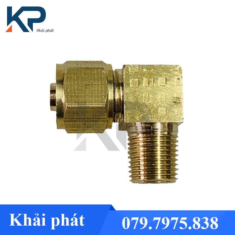 Nối đồng co ren ngoài siết ống khí nén - Nối Co thau ren ngoài siết cam