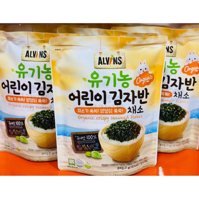Rong biển rắc cơm hữu cơ Alvins Hàn Quốc date 2023