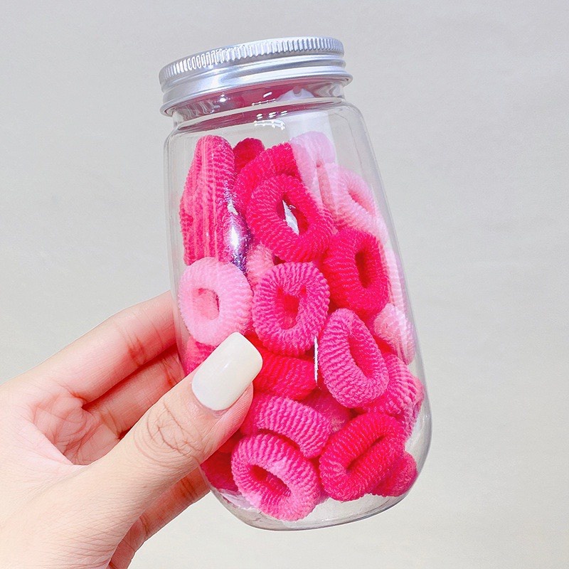 Hộp 50 Sợi thun buộc tóc vải mềm màu kẹo ngọt siêu dễ thương Dumi Shop