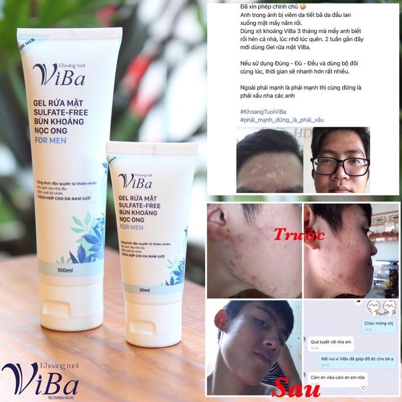 Sữa rửa mặt ViBa formen 30ml và 100ml