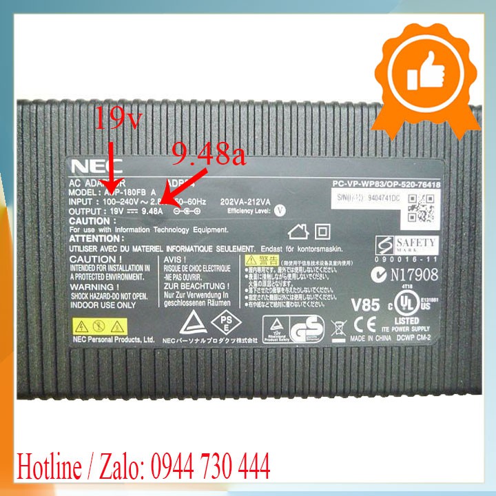 Sạc laptop nec 19v 9.48a