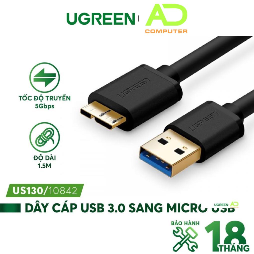 Dây Micro USB 3.0 mạ vàng dài từ 0.25-2m UGREEN US130 dạng dây dẹt và tròn