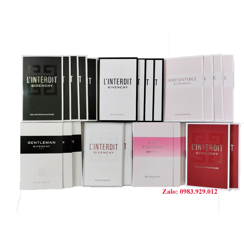 Mẫu thử Vial Nước hoa Irresistible , Gentleman , L Interdit các mùi
