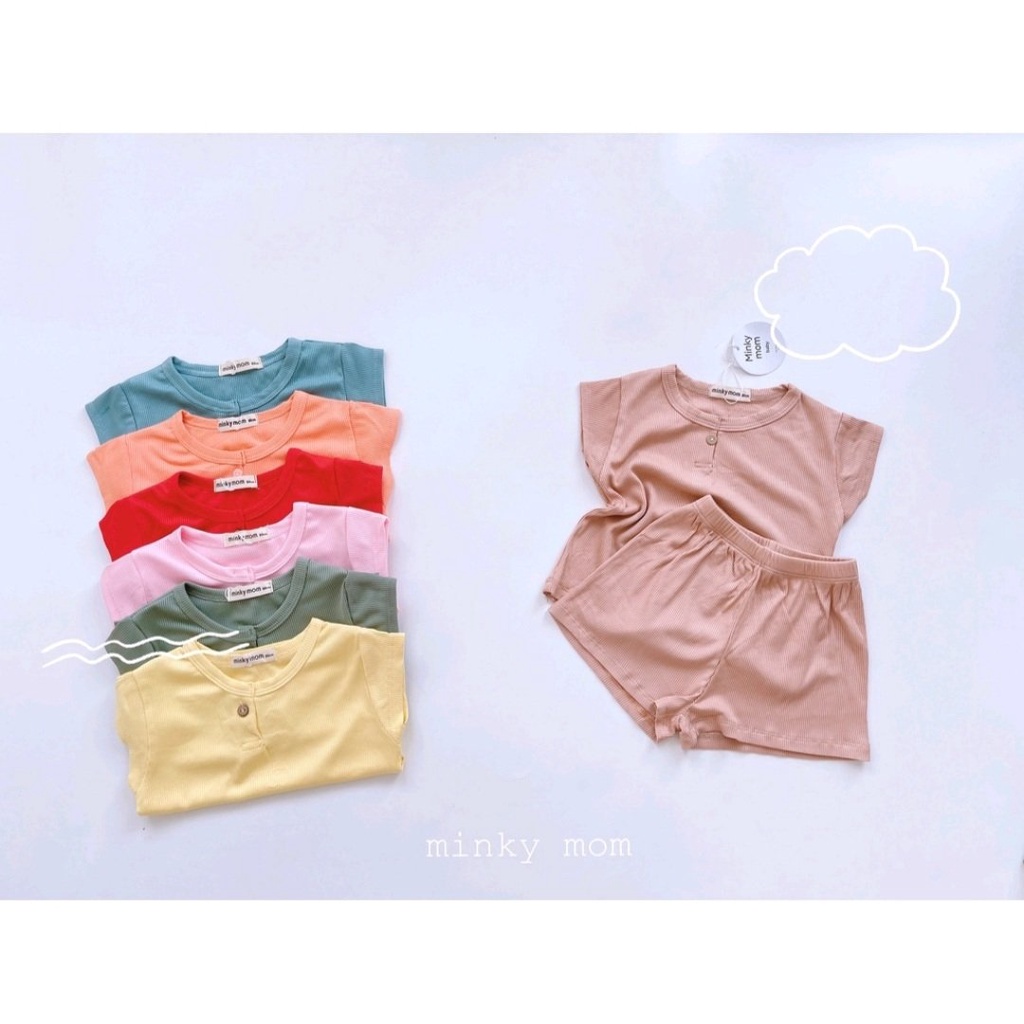Bộ Cộc Tay Minky Mom Vải Len Tăm Mát Mềm Mịn, Màu Sắc Đẹp Cho Bé Từ 10-30kg
