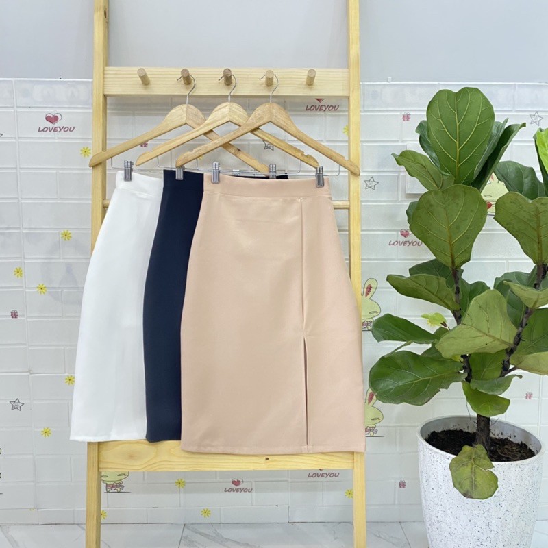 ( kèm ảnh thật) Chân váy dài ullzang- Chân váy midi - Chân váy xẻ đùi CVJ001