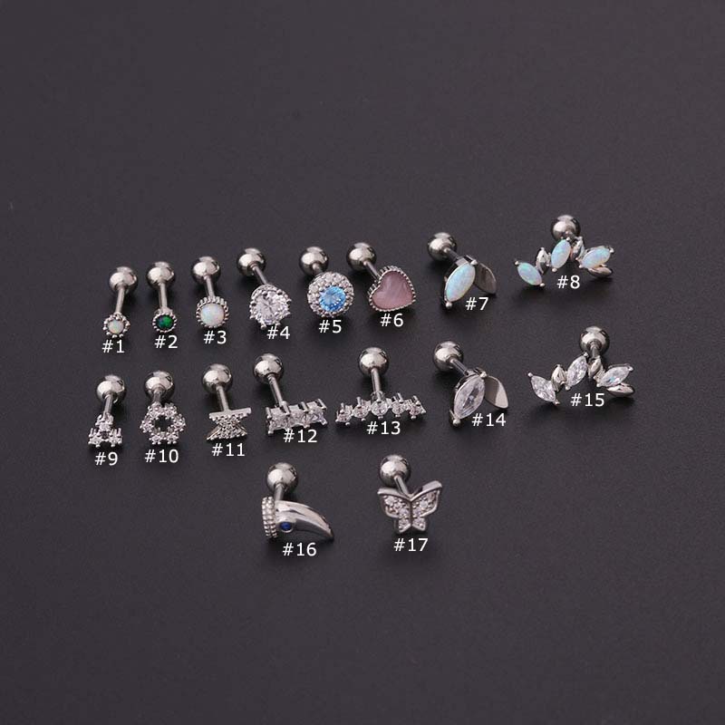 Khuyên Tai Hình Trái Tim / Bướm / Lá 16 Gauge Bằng Thép Không Gỉ Thời Trang