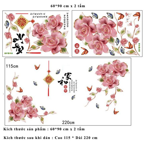 [Size lớn] Decal dán tường - Giấy dán tường - Phú quí cat tường - flowerdecal - sk2020AB