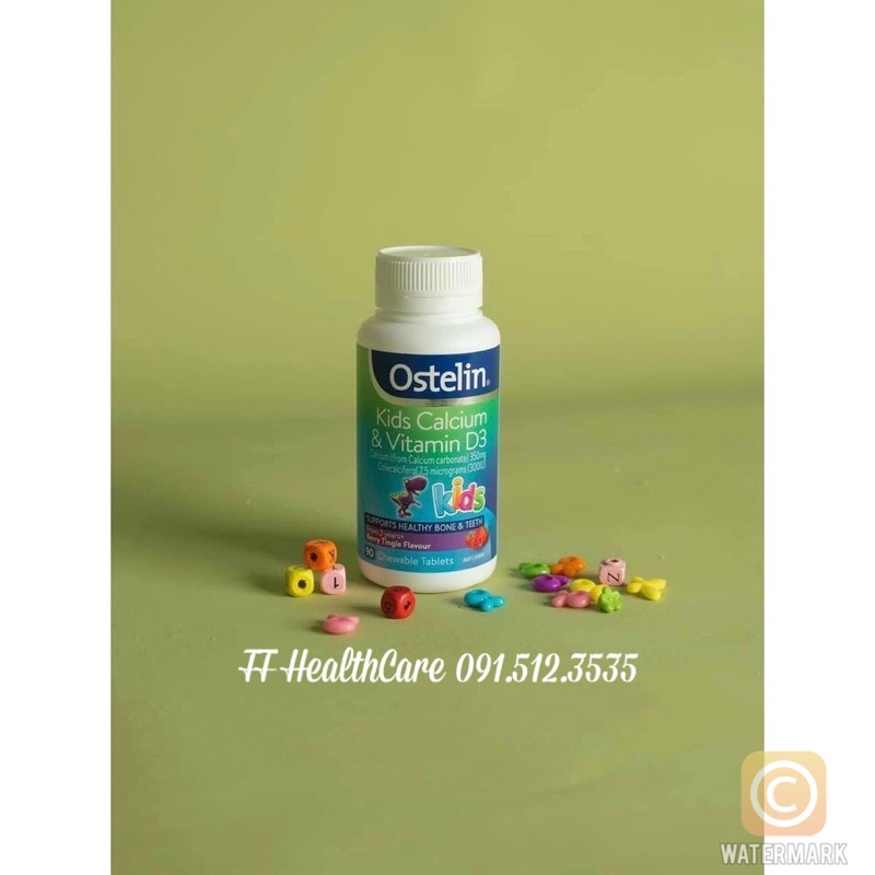 Kẹo Canxi Cho Bé Ostelin Kids Calcium & Vitamin D3, 90 Viên Canxi Cho Bé Từ 2 Tuổi