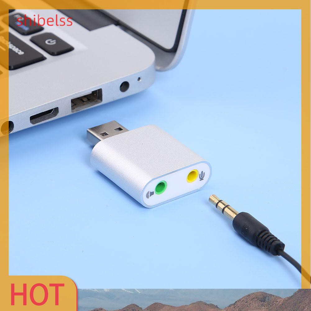 Shibelss Virtual 7.1 USB External Sound Adapter with 3.5mm Headphone Microphone Jack