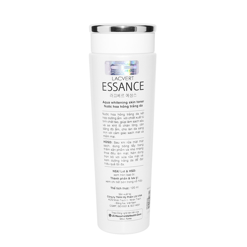 [Chính hãng] Nước hoa hồng dưỡng trắng da Lacvert Essance Aqua Whitening Skin Toner 120ml